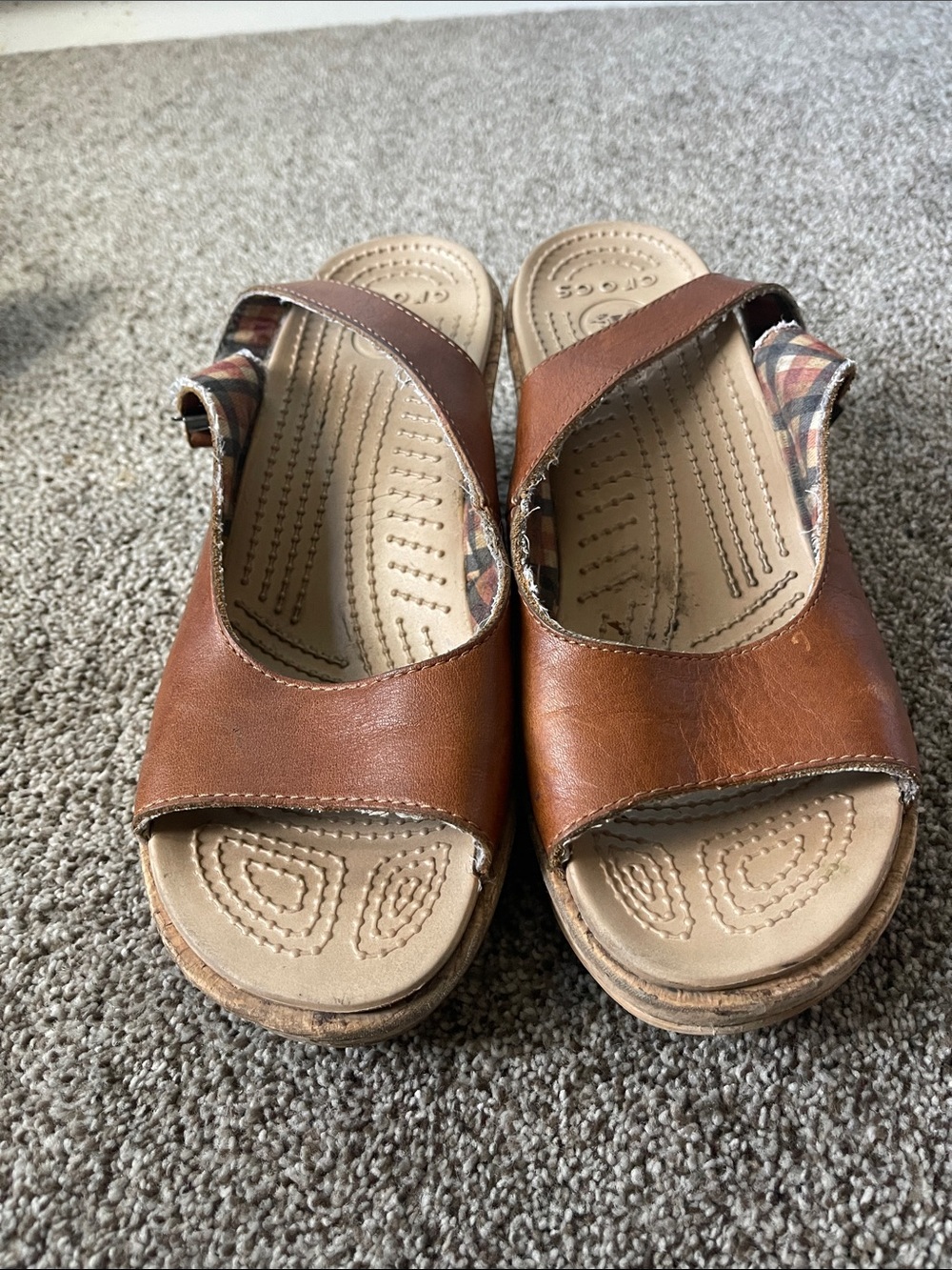 CROCS Women's Brown Open-Toe Wedge Sandals